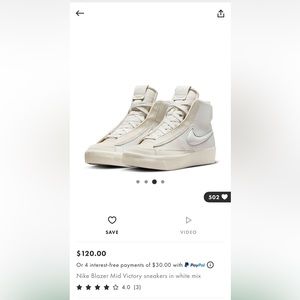 Nike blazers mid victory white mix size 11 women’s